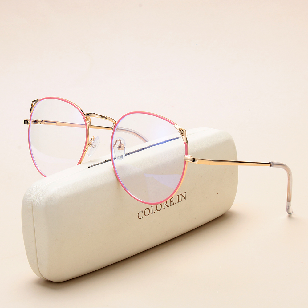 1Pc Computer Glasses Anti Blue Light Gaming Glasses Retro Round Circle Metal Glasses Frame Can Be Equipped with Other Glasses