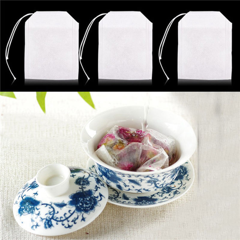 100pcs/pack New Empty Teabags Non-woven Fabrics Empty Filter Brew Tea Package Bags Paper Strainer Scented Small Floral Tea Pack