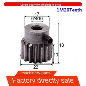 1pcs the ra Gear pinion 1Mod 20T Motor Pinion Gears Bore 6/6.35/8/10mm 45 steel cnc gear