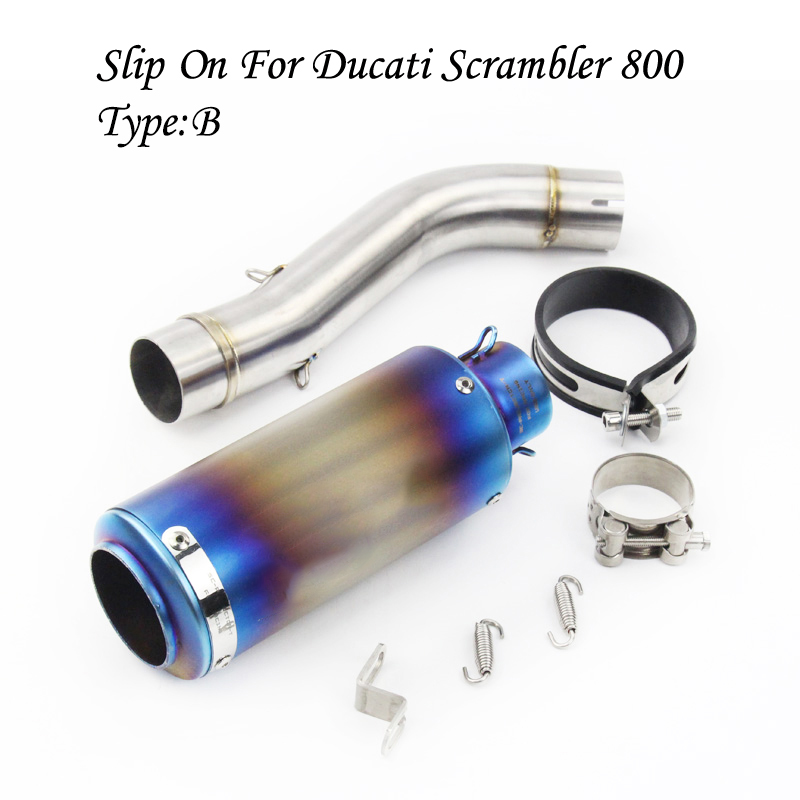 51mm Silencer Stainless Steel System Modified Motorcycle Exhaust Muffler Pipe Front Section Link Pipe For Ducati Scrambler 800