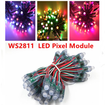 50leds/lot 5V 12mm WS2811 2811 IC Full Color LED Module Light Input IP68 Waterproof RGB Color Digital LED Pixel String