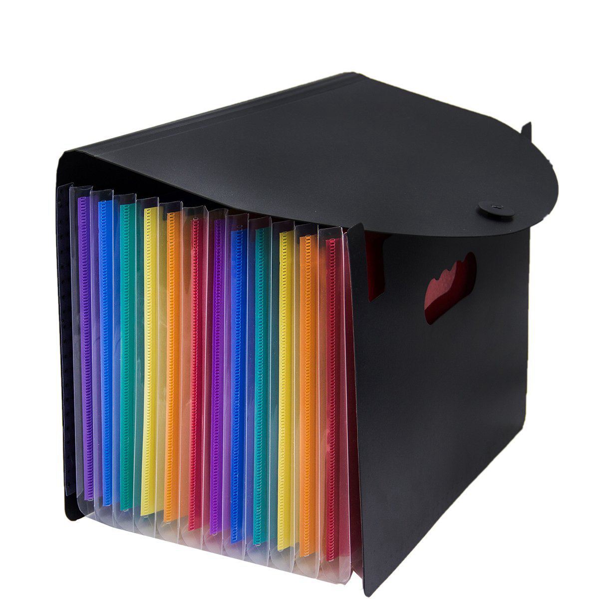 Expanding File Folder 12 Pockets, black Accordion A4 folder Document Bag Office School Supply