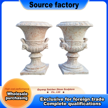 Marble Relief Carved Garden Urns