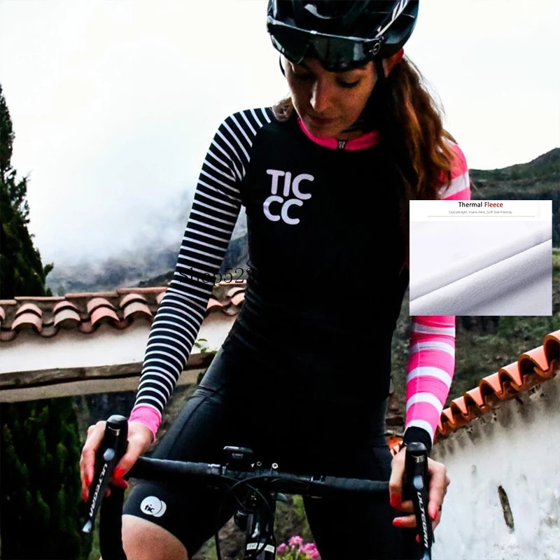 RCC Women Long Sleeve Winter Thermal Fleece Warm Cycling Jersey Pro Team Bicycle MTB Bike Maillot Ciclismo Clothing