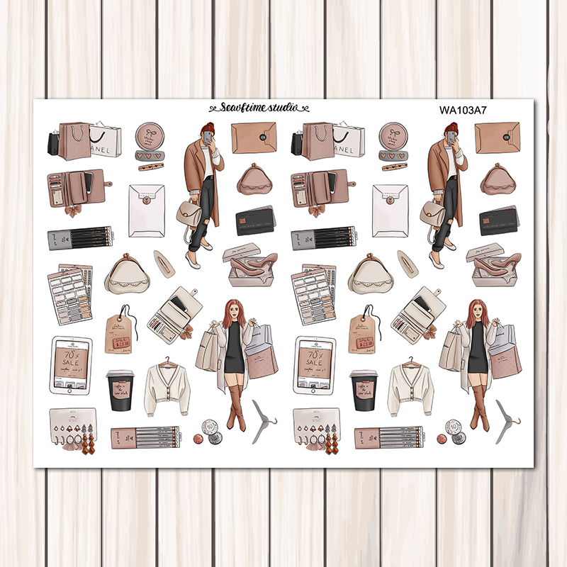 7sheets/pack The Shopper Fashion girl Weekly Label Decorative Sticker DIY Planner Diary Scrapbooking Album Stickers