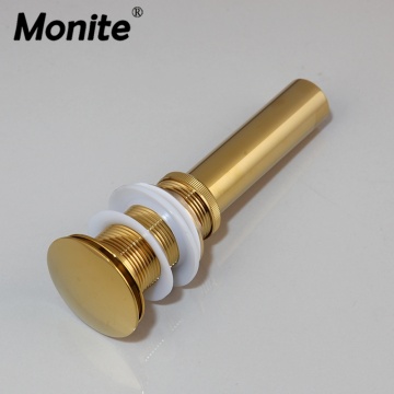 Monite Golden Polished Without Overflow Sink Waste Drain Gold Plated Construction & Real Estate Faucet Accessories Pop Up Drain