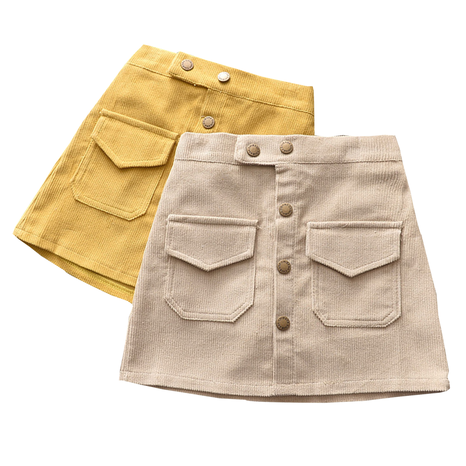 Infant Child Girls Corduroy Skirt Children's Ribbed Buttock Wrapping Half Length Skirt for Kids 2-7Years