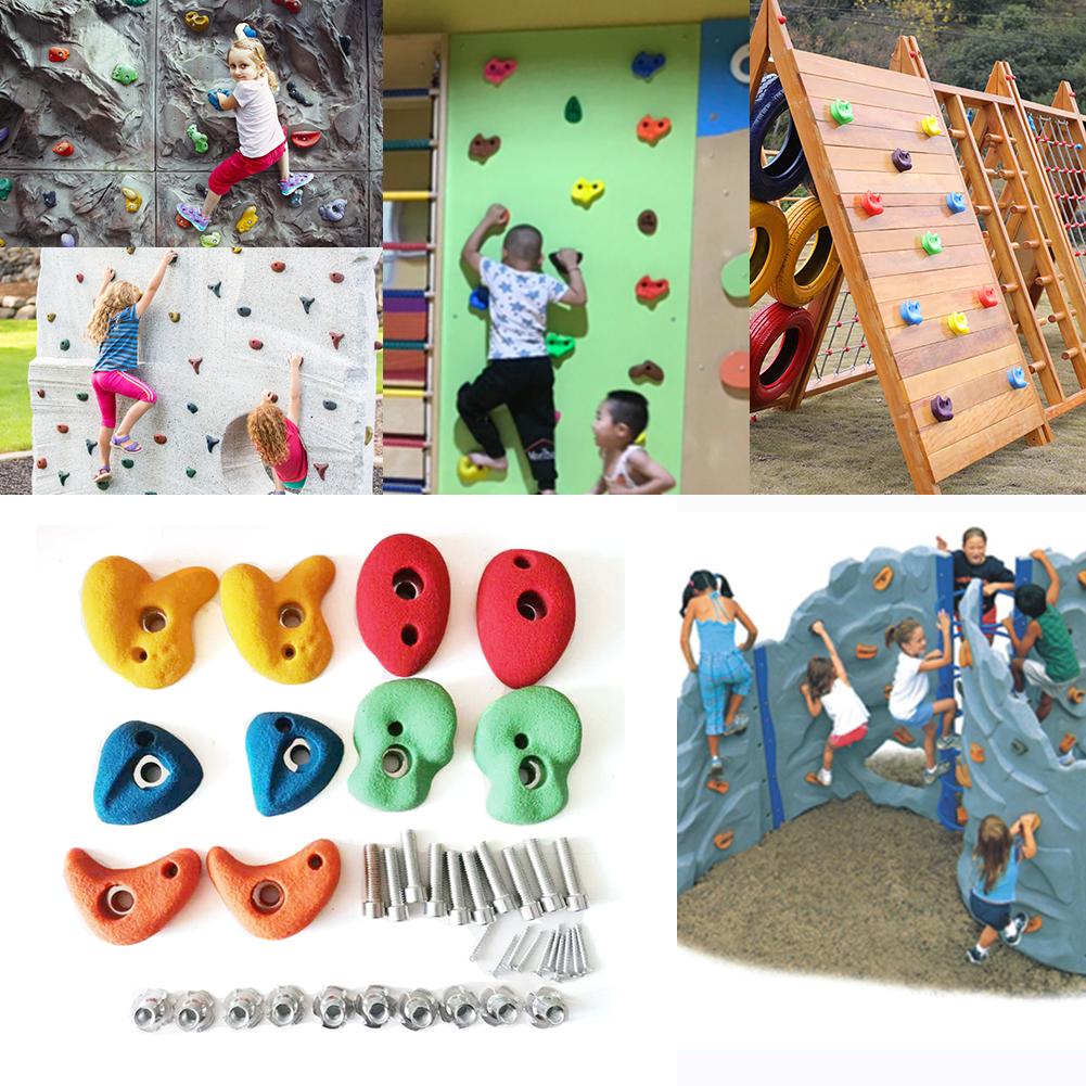 10Pcs/set Assorted Textured Rock Climbing Frame Mixed Color Rock Climbing Wall Stones Hand Feet Holds Grip kids Sport Toys
