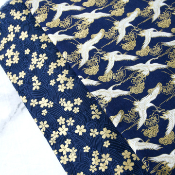 140CMx50CM Cotton fabric bronzing gold Crane printed fabric handmade DIY patchwork bag kimono cheongsam fabric