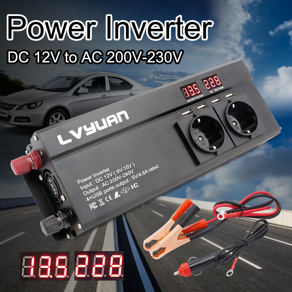 6000W Large Power Inverter EU Plug 3AC Outlets 4 USB Outing Car Inverter Converter инвертор 12v 220v преобразователь 12 220