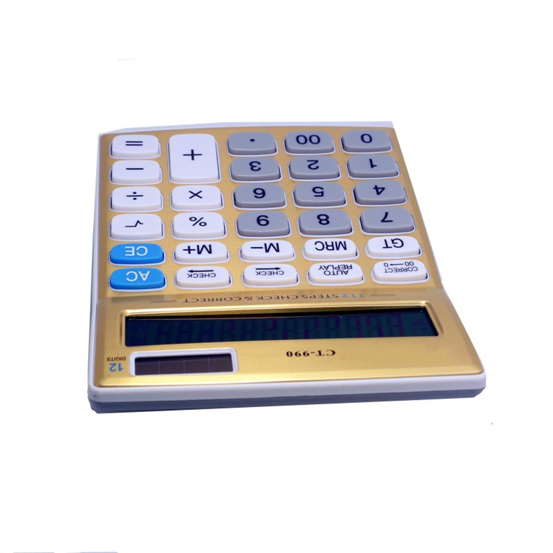 Potable Tinhofire Gold Color Charm Design 12 digits Office computer Solar Calculator With 29 Buttons