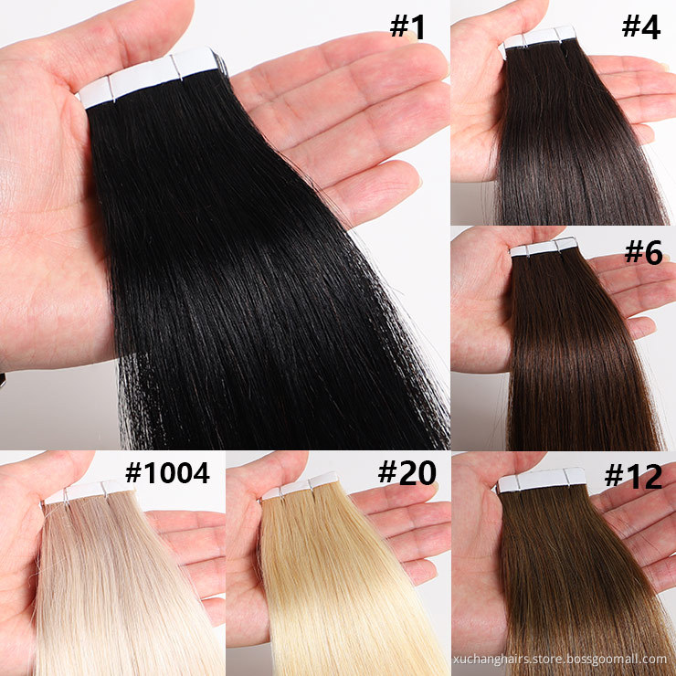 Human Remy Straight Cuticle Aligned Virgin Tape In Hair Extensions