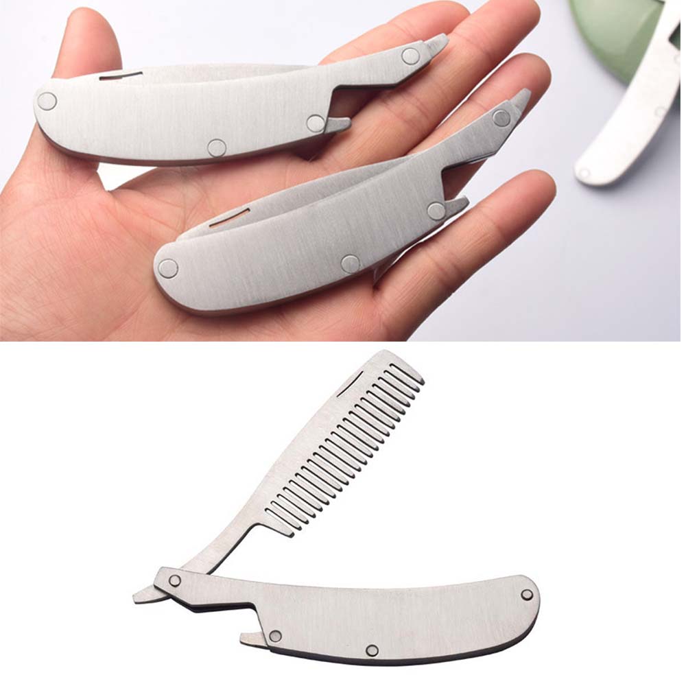 Hair Comb New Men's dedicated Stainless steel folding comb set Mini pocket comb beard care tool Convenient and use hair brush