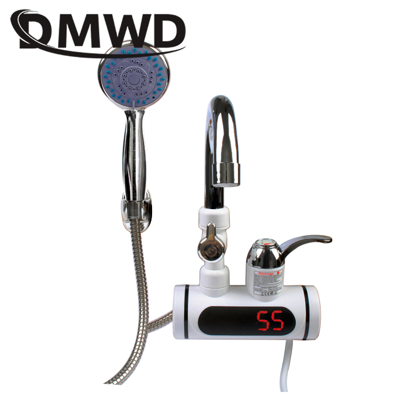DMWD 3000W Temperature Display Instant Hot Water Heater Faucet Kitchen Instantaneous Tankless Electric Cold Heating Tap Shower