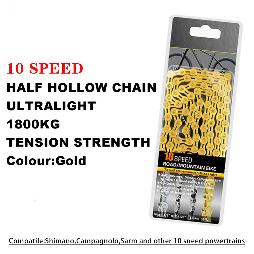 Bicycle Chain 9/10 Speed Semi-hollow Moutain MTB Bike Ultra-light Wear-Resisting Chain Parts