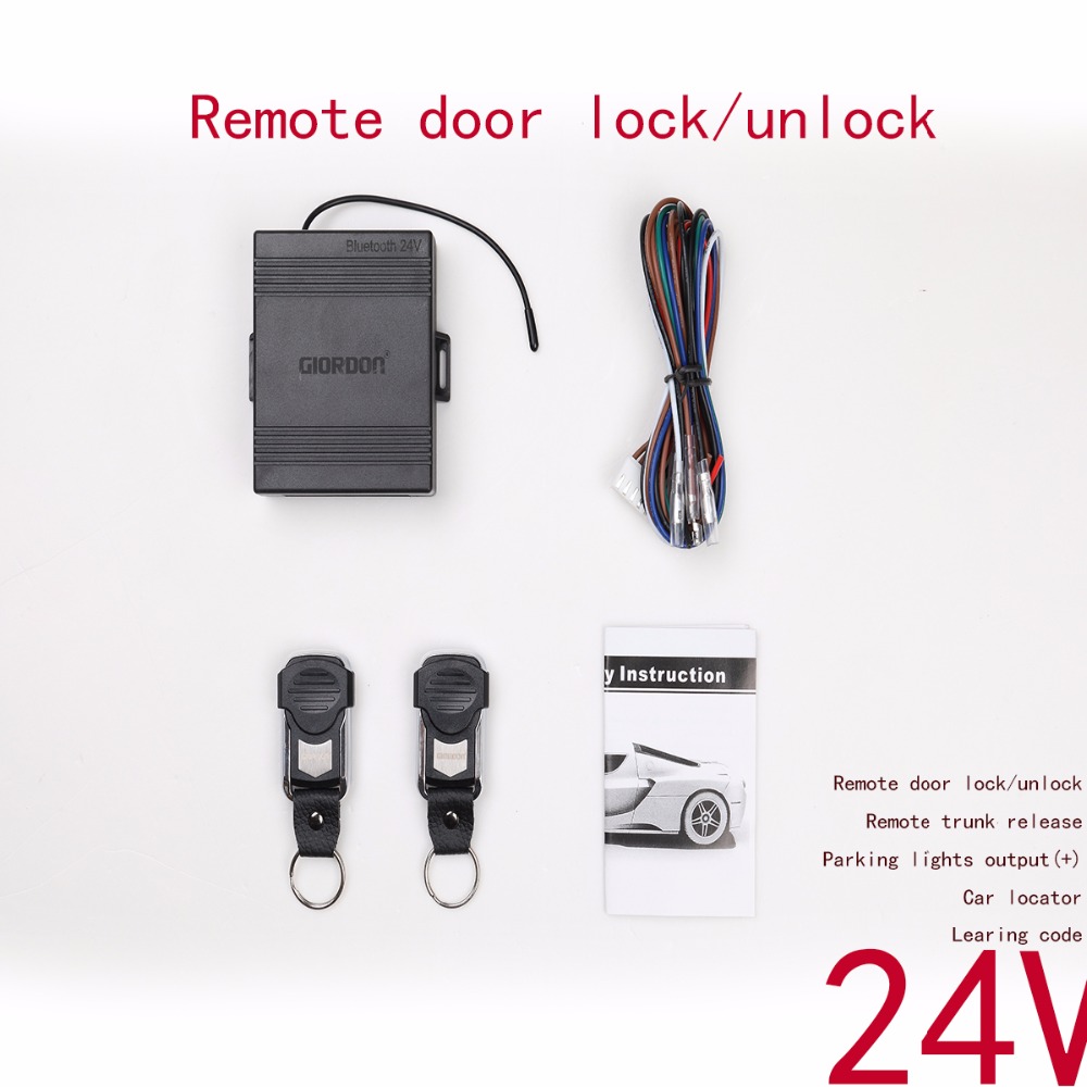 Universal 24v For Truck Car Alarm System Central Locking/unlock App Remote Control With 2 remote controls