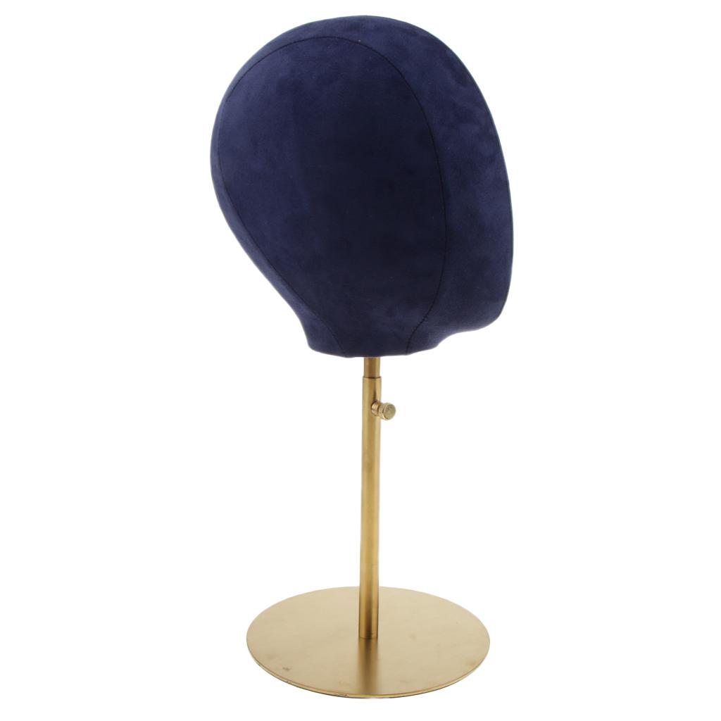 Premium Adjustable Height 21inch Suede Cork Mannequin Head Model Hat Wig Display Stand Rack with Metal Stand- 4 Colors Choose