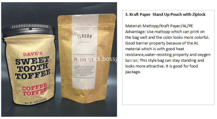kraft paper stand up pouch