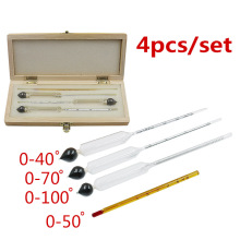 Alcohol Wine Hydrometer Meter In Wooden Box Alcoholmeter Concentration Instrument Meter (0-40%, 30-70%, 70-100%)