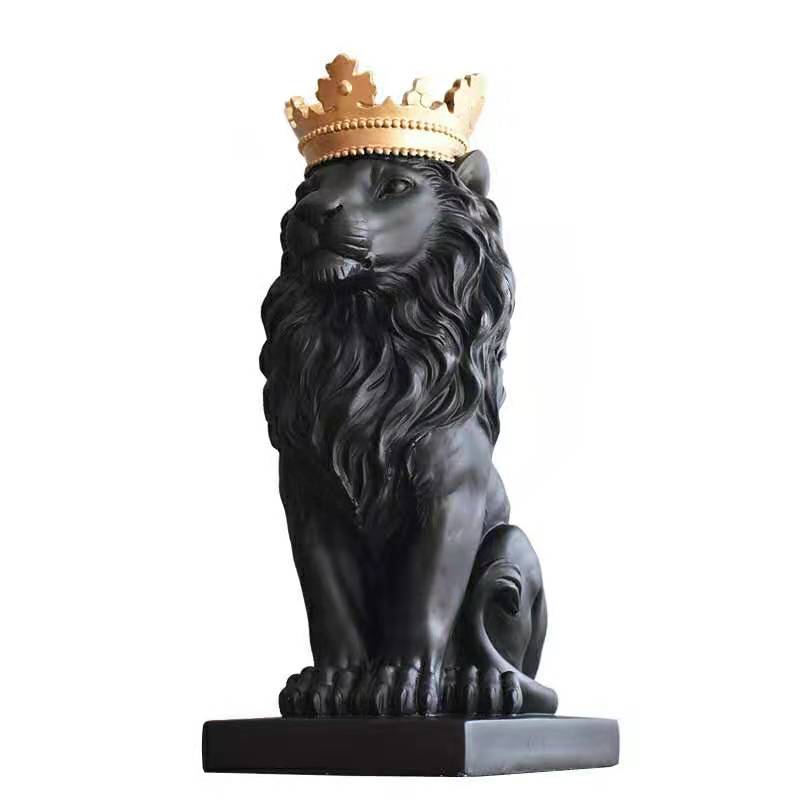 Abstract Resin Lion Sculpture Crown Lion Statue Handicraft Decorations Lion King Modle Home Decoration Accessories Gifts