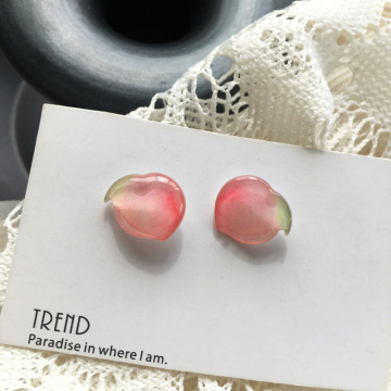 S925 needle Cut Pink Earrings Lovely Style Sweet Korean Jewelry Fresh Fruit Peach Stud Earrings For Girl Student Party Tifts