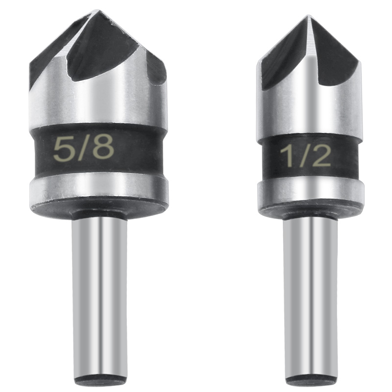 2pcs 5Flute Countersink Drill Bit HSS 82Degree Point Angle Chamfer Chamfering Cutter 1/4" Round Shank For Power Tool