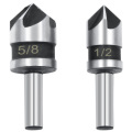 2pcs 5Flute Countersink Drill Bit HSS 82Degree Point Angle Chamfer Chamfering Cutter 1/4" Round Shank For Power Tool