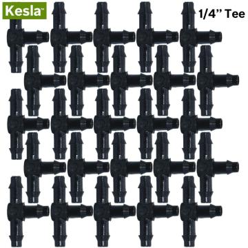 KESLA 50PCS Plastic Barbed 3-Way TEE Connector for 4/7mm Tubing Watering Pipe Hose Couplings Micro Drip Irrigation Garden Tools