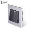 Coswall 4 Gang 2 Way Luxury Light Switch On / Off Wall Switch Interruptor Stainless Steel Panel AC 110~250V
