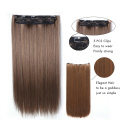 MANWEI Long Straight Clip in one Piece Synthetic Hair Extension 5 Clips False Blonde Hair Brown Black Hair Pieces for Women