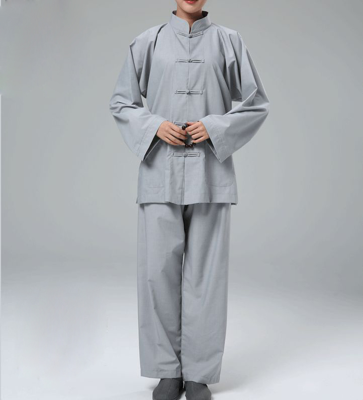 promotion unisex lay zen suit Buddhist monk clothing uniforms Meditation martial arts clothes gray all season