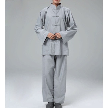 promotion unisex lay zen suit Buddhist monk clothing uniforms Meditation martial arts clothes gray all season