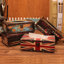 American style home tissue box retro leather dispenser box holder desktop coffee shop decorate Paper towel napkin storage box