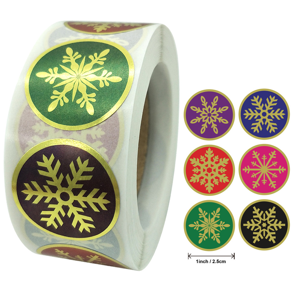 500Pcs Merry Christmas Snowflake Stickers Gold Self Adhesive Labels Toys Gifts Diary Scrapbooking Decoration Party Stationery