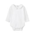 Pureborn Newborn Baby Bodysuit Solid Basic Baby Onesies Long Sleeve Jumpsuit Peter-pan Collar Cotton Baptism Onesies Playsuit