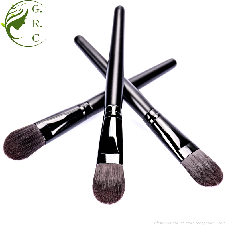 Black Wooden Handle Professional Foundation Makeup Brush