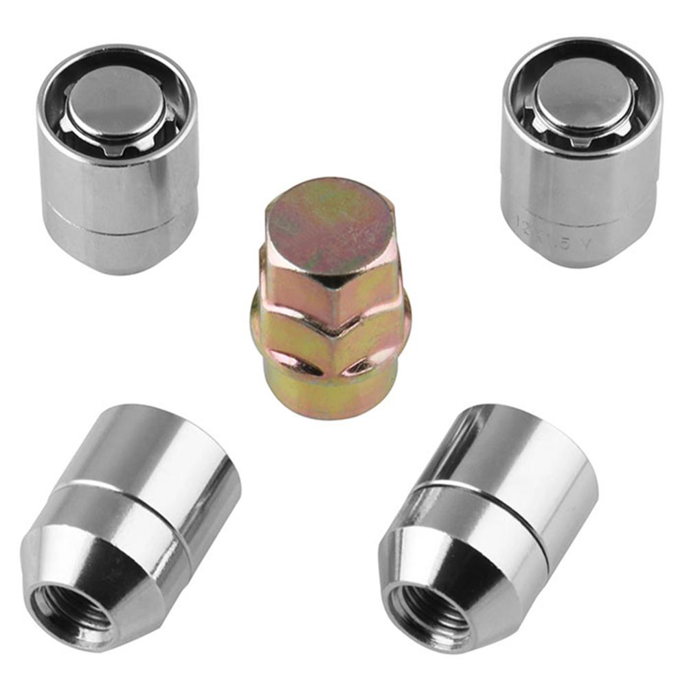 Universal M12x1.5 Wheel Lock Lug Nuts 4 Anti Theft Locking Nuts+1 Key Nuts Set Car Auto Replacement Parts Accessories