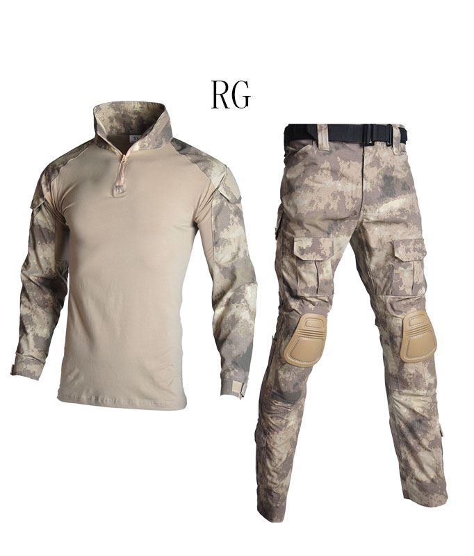 Military Uniform Shirt + Pants With Knee Elbow Pads Outdoor Airsoft Paintball Tactical Ghillie Suit Camouflage Hunting Clothes