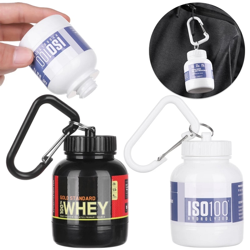 Mini Portable Protein Powder Bottle with Keychain Health Funnel Medicine Bottle Advertising Bottle Outdoor Sport Small Water Cup