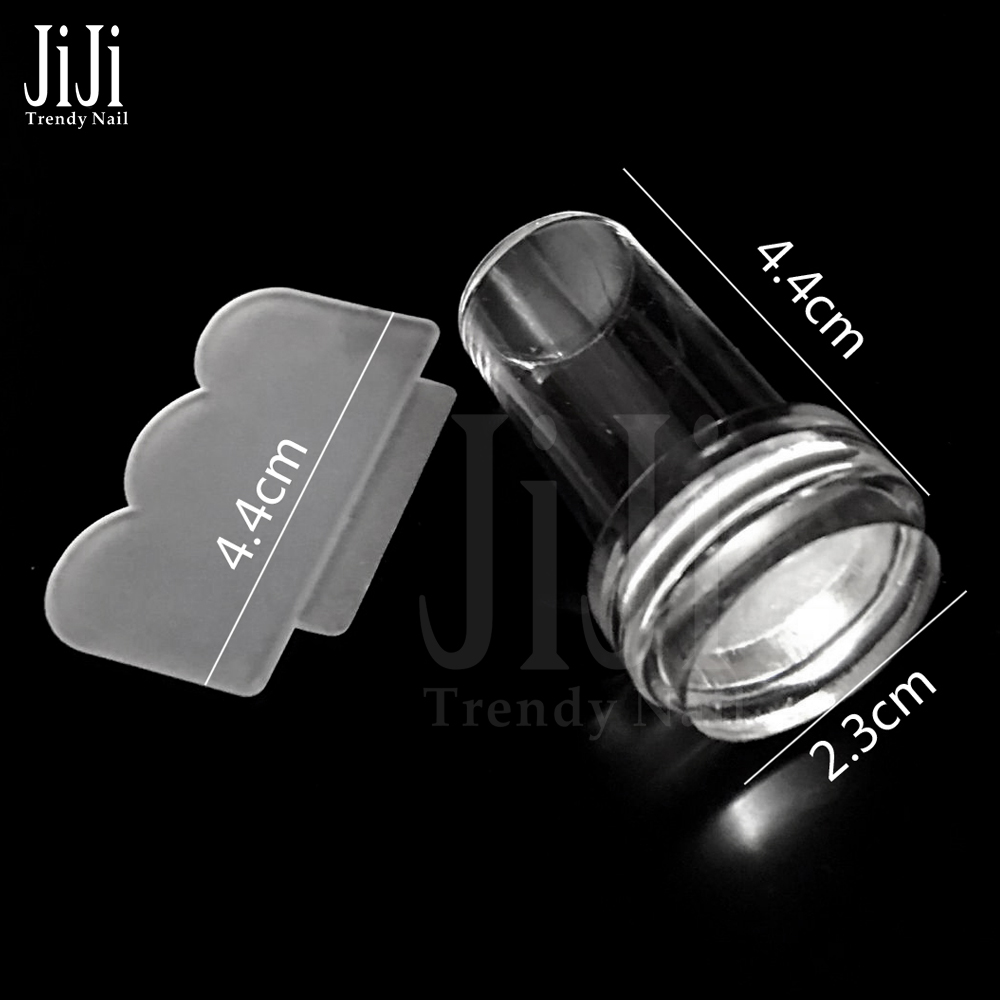 1Sets New Design Pure Clear Jelly Silicone Nail Art Stamper Scraper Transparent Polish Print Manicure Image Plate Tool JIND281