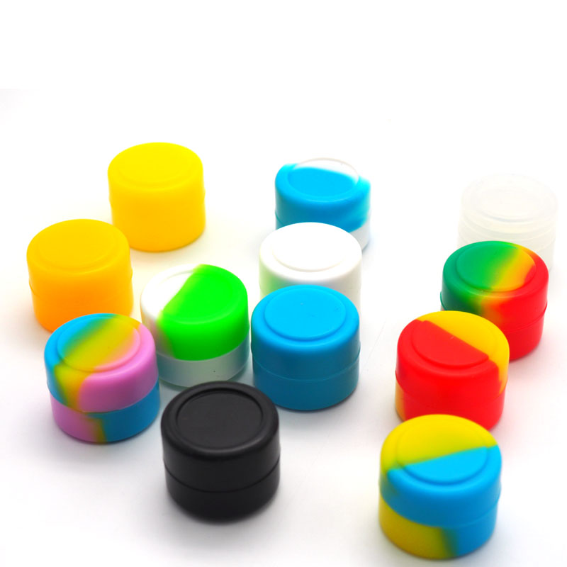 2pcs 2ml Silicone Wax Box Dry Herb Jars Dab Round Shape Silicone Container Dry Herb Oil Wax Vaporizer Silicone Jar