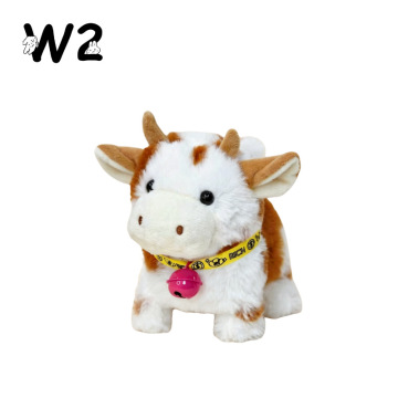 Adorable Plush Cow Featuring Tie-Dye Spots and Bell Charm