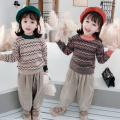 FOCUSNORM 2-8Y Autumn Winter Infant Kids Girls Sweater Tops Pattern Print Long Sleeve Knit Pullover Tops 2 Colors