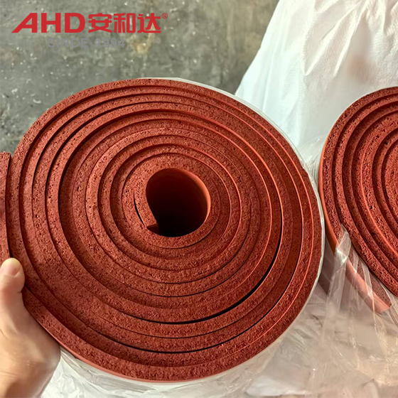 Red silicone foam sheet roll