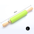 NonStick Wooden Handle Silicone Rolling Pin Pastry Dough Flour Roller Kitchen Baking Cooking Tools Christmas Rolling Pin 8Styles