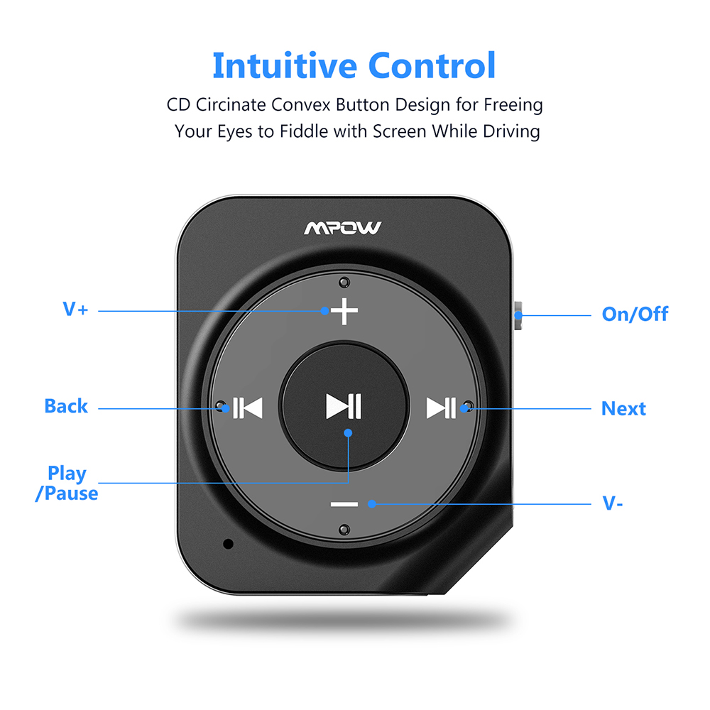 Bluetooth 4.1 Receiver for Mpow BH203 Wireless Adapter for 15H Playing Time Dual Mic Noise Reduction Home Car Kits Supports Siri
