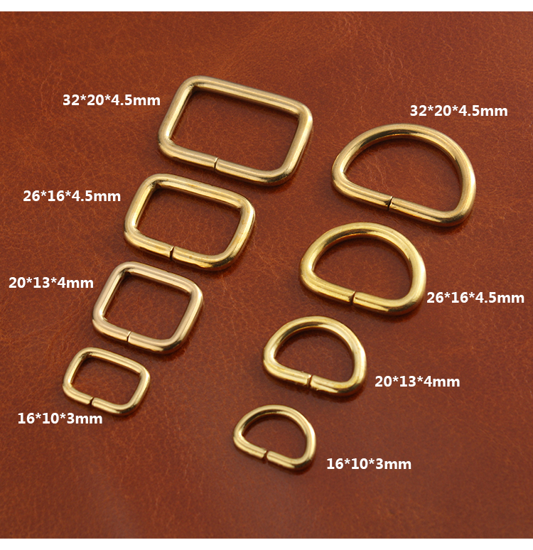 5pcs Meetee Pure Copper Metal Rectangle D Ring Brass Adjustable Webbing Belt Buckle Bags Collar Buckles DIY Leather Accessories