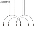 Iron Art Lines Led Pendant Lights Postmodern Designer Home Deco Light Fixtures Dining Room Living Room Bedroom Lamp Hanging Lamp