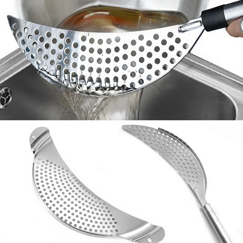 Pan Pot Strainer Stainless Steel Pasta Spaghetti Practical Draining Tool Pot Strainer Pan Drainer for Home Kitchen Easy Draining