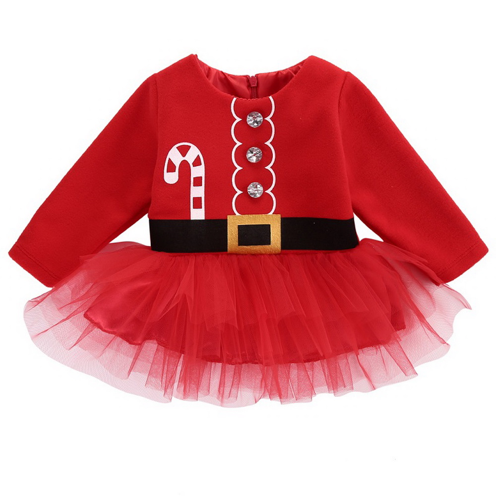 Christmas Santa Claus Cosplay Costume Baby girl Long Sleeve Dress Cute Infant Winter Baby Dress NewBorn Xmas Red Clothing D30